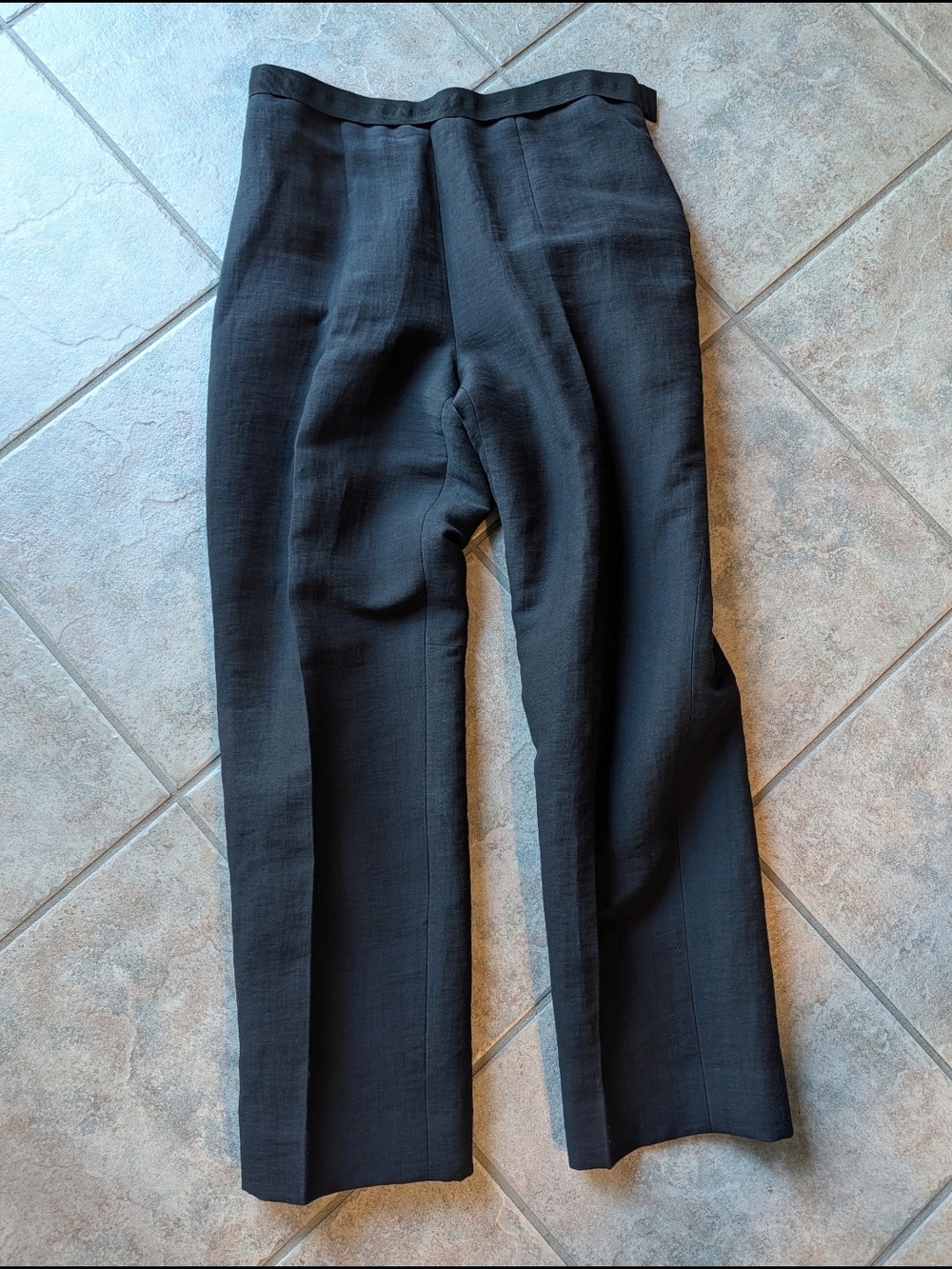 Lida Baday Linen Cotton Blend High-Rise Tailored Trousers Pants Charcoal Gray 8